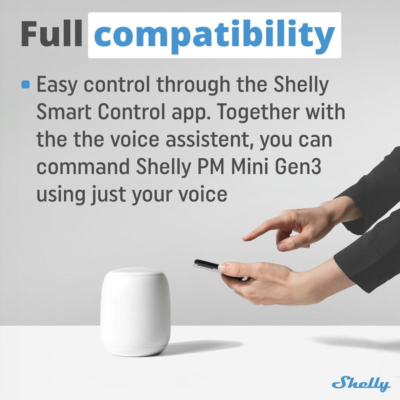 Shelly PM ميني جين 3 | مقياس طاقة ذكي واي فاي 1 قناة 16 أ | أتمتة المنزل | بوابة بلوتوث | متوافق مع أليكسا وجوجل هوم | تطبيق iOS أندرويد | لا حاجة إلى محور | جداول ذكية (عبوة 2)  - Image 3